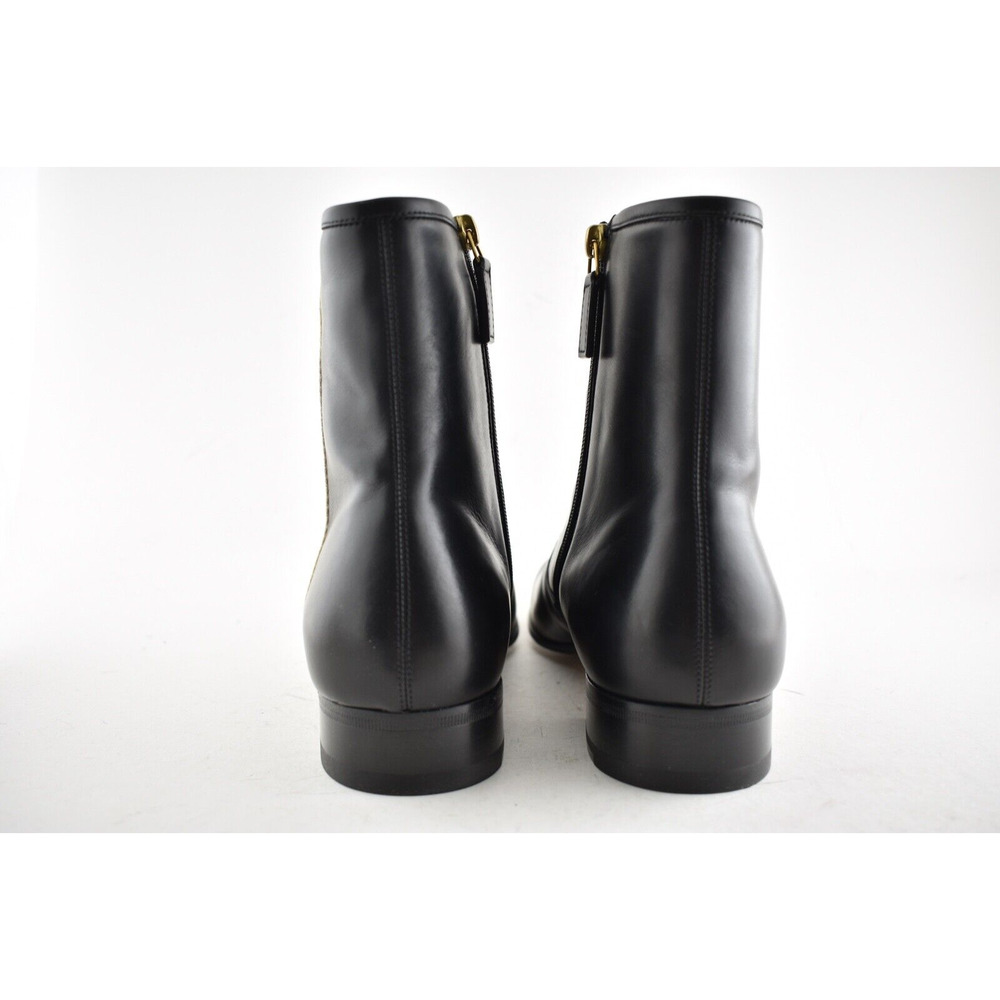 Gucci Mens Bonny Black Leather White Red Web Logo Chelsea Zipper Boots G 8 9 - Picture 11 of 12